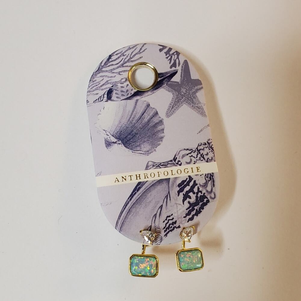 Anthropologie Post Earrings Iridescent stone unique earrings NEW with tags
